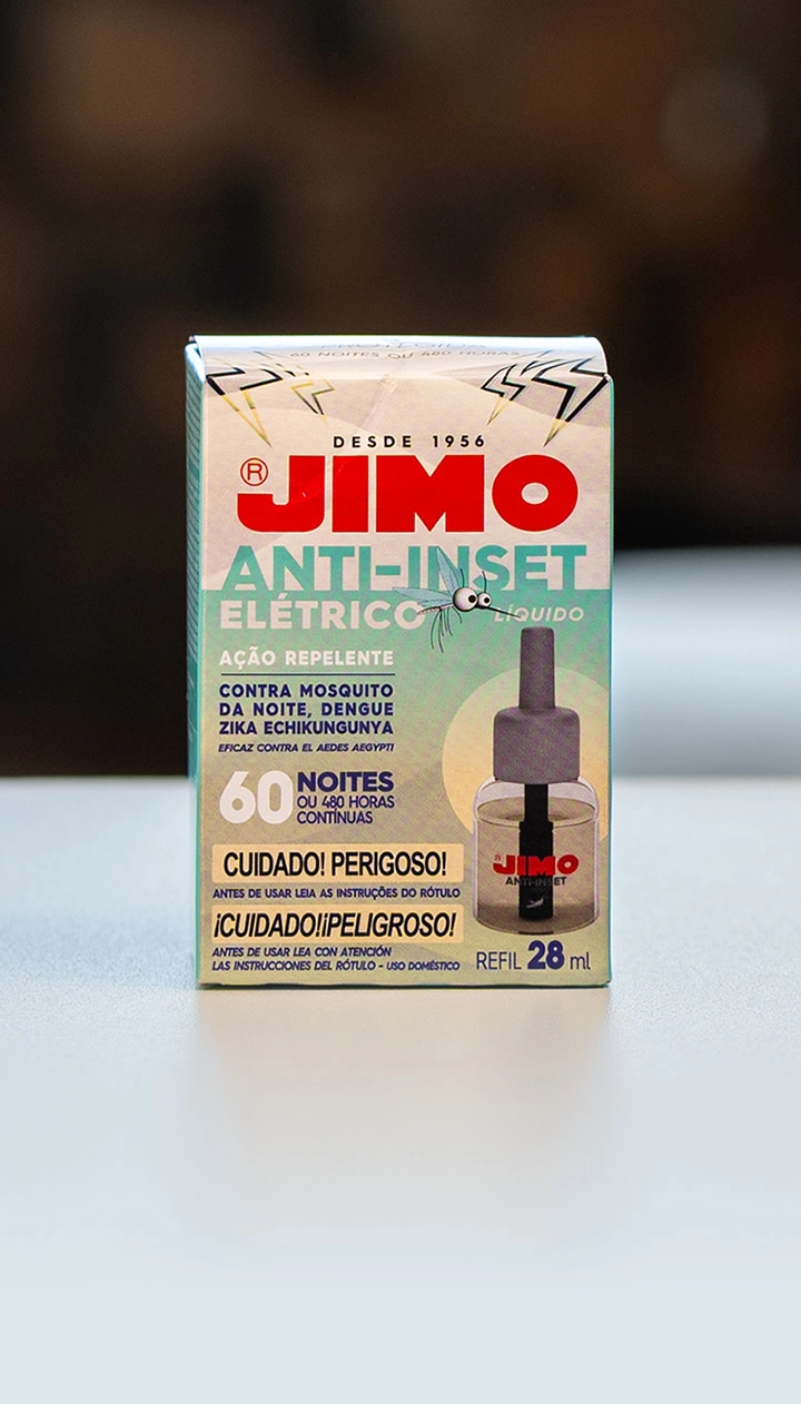 o JIMO Anti-Inset Refil Líquido oferece proteção prolongada contra mosquitos e pernilongos, incluindo aqueles transmissores da dengue. com 60 noites de uso, o refil de 28 ml é compatível com aparelhos elétricos e deve ser utilizado por aproximadamente 8 horas por noite.