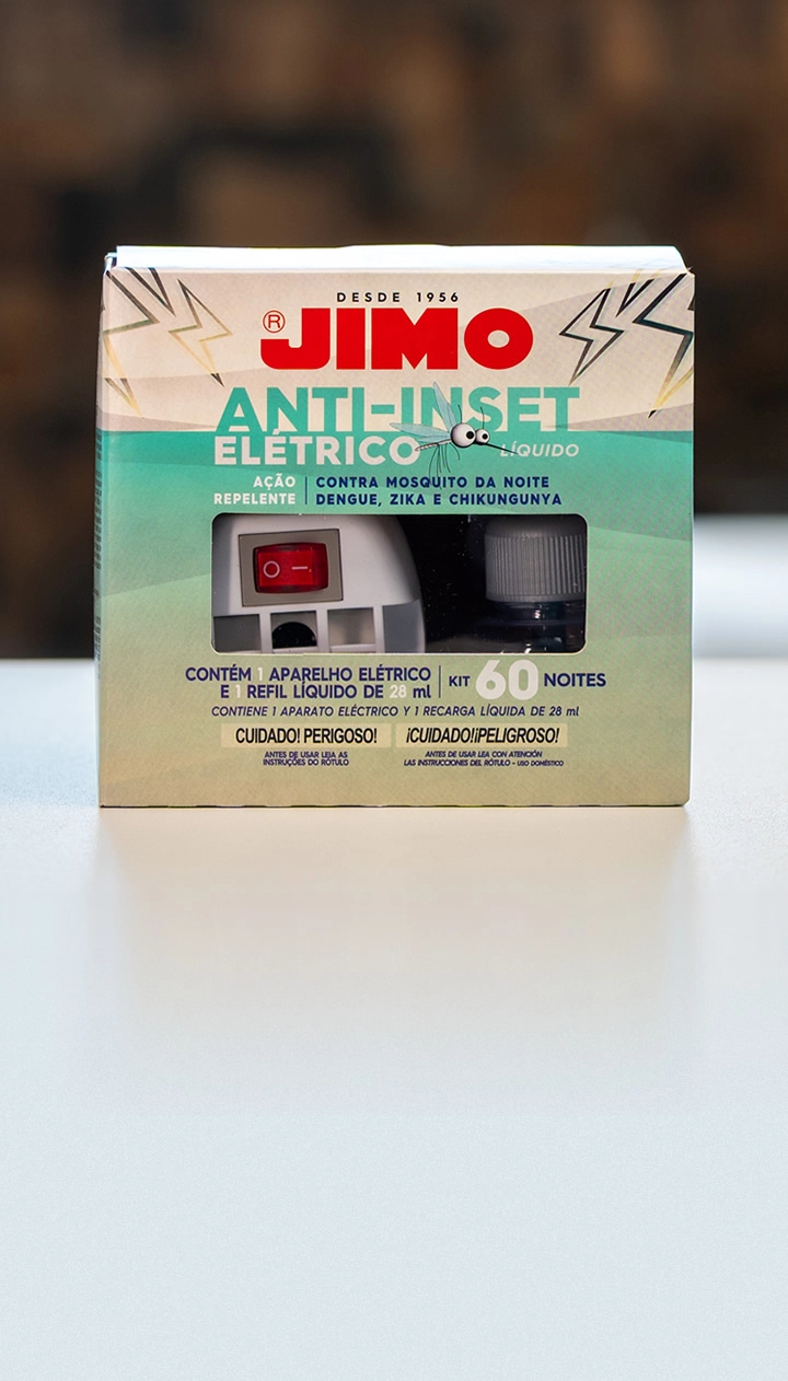 o JIMO Anti-Inset Refil Líquido oferece proteção prolongada contra mosquitos e pernilongos, incluindo aqueles transmissores da dengue. com 60 noites de uso, o refil de 28 ml é compatível com aparelhos elétricos e deve ser utilizado por aproximadamente 8 horas por noite.