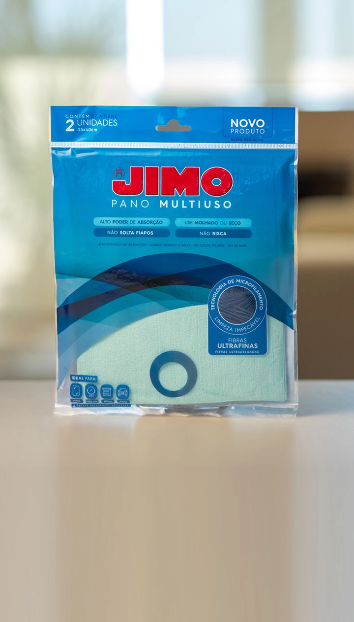 O JIMO Pano Multiuso é feito com microfilamentos mais finos que um fio de cabelo, o que faz com que ele não risque as superfícies.