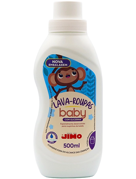 JIMO Lava-Roupas Baby. Para proporcionar mais delicadeza e maciez às roupinhas dos bebês, o JIMO Baby conta com uma fórmula hipoalergênica e dermatologicamente testada, com uma fragrância suave, que é menos agressiva para as fibras dos tecidos, oferecendo mais aconchego para os bebês.