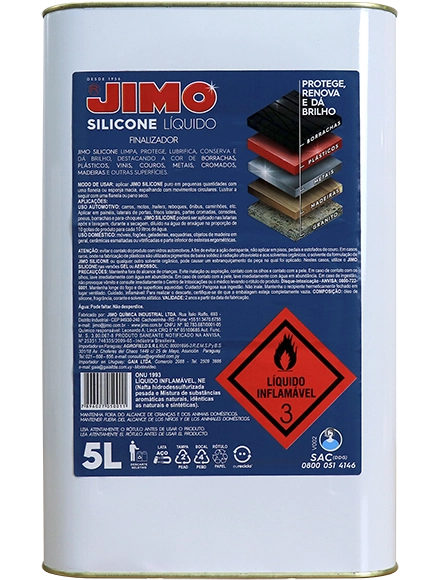 JIMO Silicone limpa, protege, lubrifica e dá brilho a borrachas, plásticos, vinis, madeiras e mais. ideal para uso automotivo e doméstico. fácil de aplicar, ele pode ser utilizado em painéis, pneus, para-choques e até em móveis e eletrodomésticos.