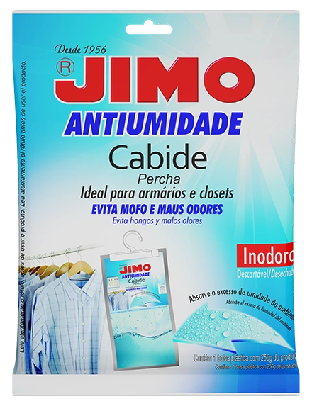 JIMO Antiumidade Cabide é a solução contra problemas causados pela umidade em armários e closets. ele absorve o excesso de umidade, prevenindo maus odores, mofo e corrosão.