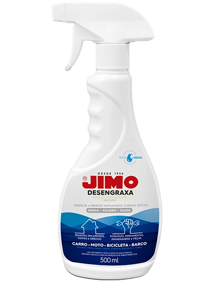 o JIMO Desengraxa foi desenvolvido para dissolver e remover rapidamente sujeiras mais pesadas das superfícies, como graxa, óleo, gordura e fuligem. altamente eficiente na limpeza de peças, máquinas e equipamentos industriais