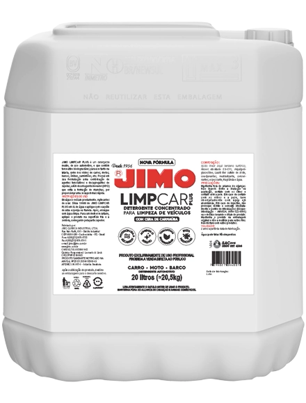 JIMO Limpcar Plus é um detergente neutro desenvolvido para a lavagem de veículos pesados e de passeio. com tensoativo biodegradável e agentes desagregantes de sujeiras, ele garante uma limpeza eficaz tanto na lataria quanto nos vidros.