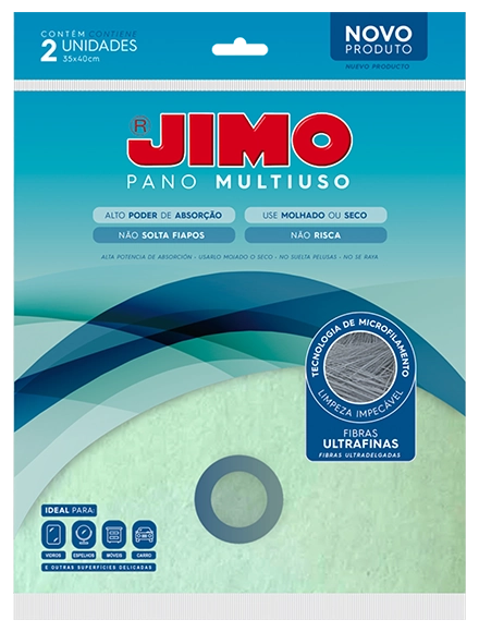 O JIMO Pano Multiuso é feito com microfilamentos mais finos que um fio de cabelo, o que faz com que ele não risque as superfícies.