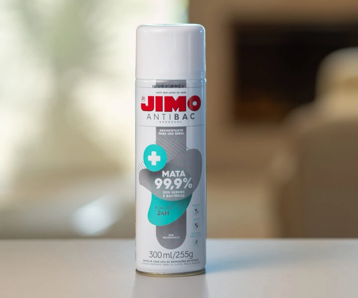 Jimo Antibac Aerossol, produto para higienização de superfícies