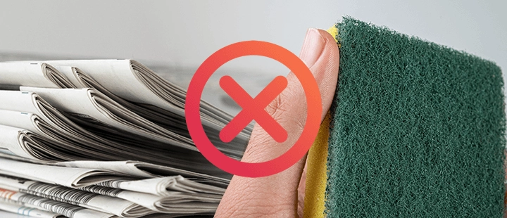 esponja e jornal não recomendados na limpeza de vidros